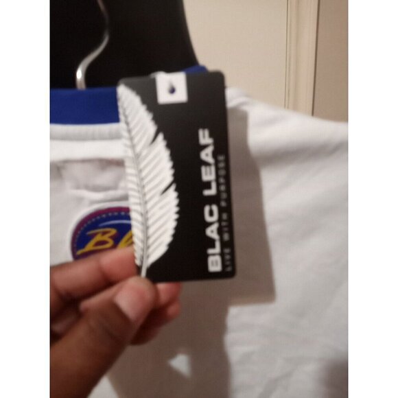 NWT Black Leaf Men's Casual T-Shirt MEDIUM M Brand New White Blue Short Sleeve - Picture 4 of 11